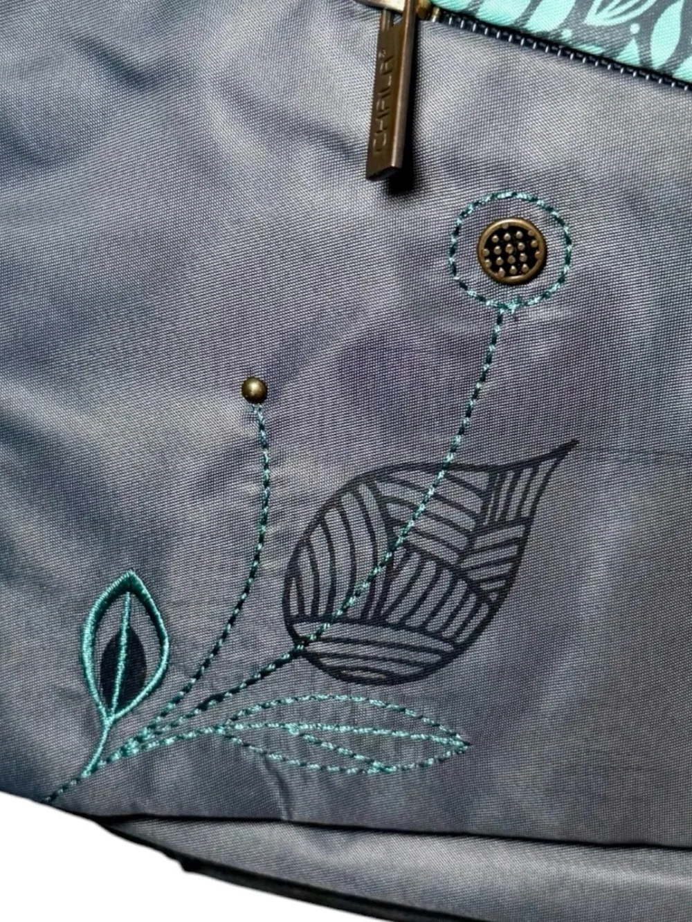 Chala CV  Envoy Dragonfly Flap Crossbody Messenger Bag Gray/Aqua RFID Protected